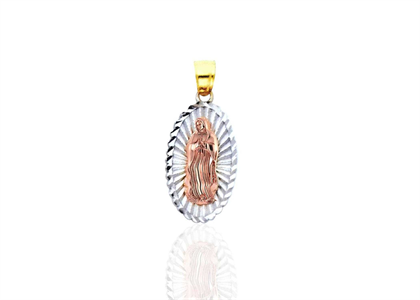 Three Tone Plated Virgin Mary Pendant